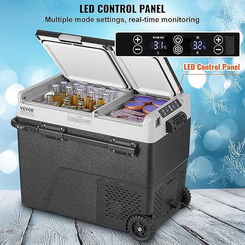Miniatura 4 de VEVOR Refrigerador portátil para automóvil, refrigerador de automóvil de 12 voltios, congelador portátil de doble zona de 58 L61.5 cuartos de galón,