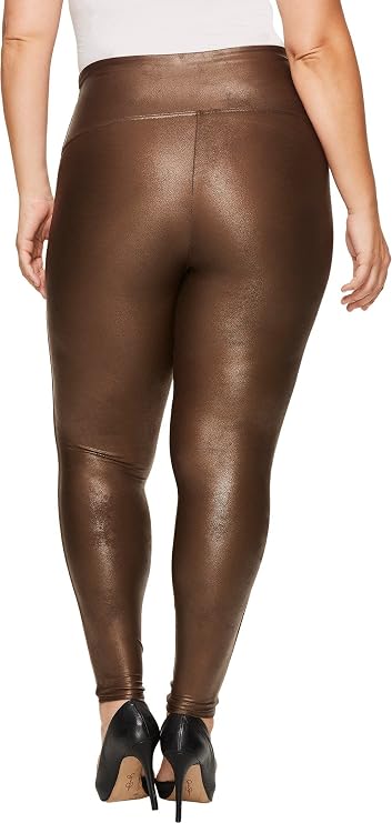 Faux Leather Leggings Bronze Metal 