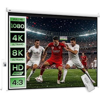 HOMCOM Beamer Leinwand 84" 171 x 130cm 4:3 HD 4K mit Fernbedienung Wei&szlig; | Elektrische Projektionsleinwand, mit Fernbedienung,