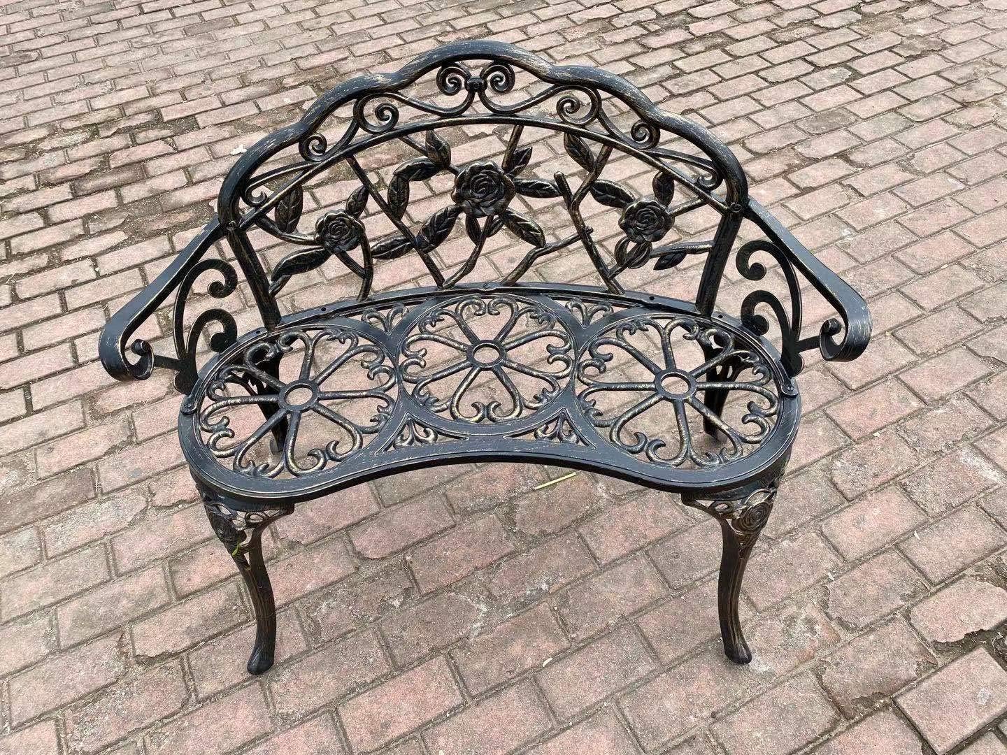 Patio Balcony Bench Double Seat, Anti-Rust Cast Aluminum Patio Garden Bench for Park Yard Outdoor Furniture Copper : Patio, Lawn & Garden