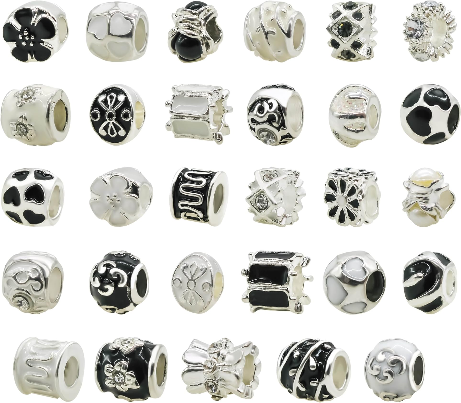 TOAOB THE ONE AND ONLY BABYTOAOB 20pcs Mixed Styles European Enamel Spacer Beads Charms Big Hole Beads for Bracelet Necklace Jewelry Making