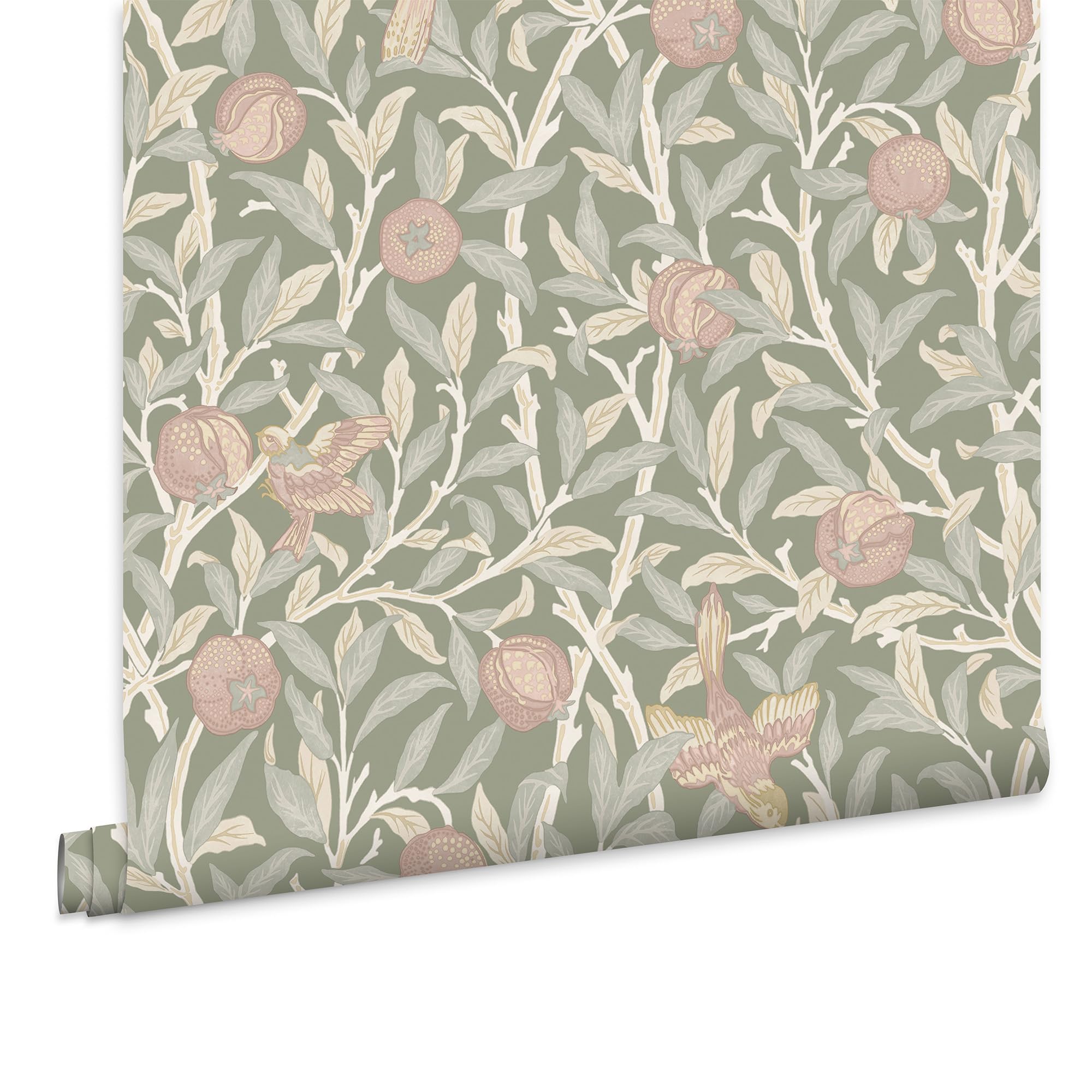 William Morris at Home Bird & Pomegranate Rose Garden Wallpaper | Paste the Wall | Animals | Eco-Friendly