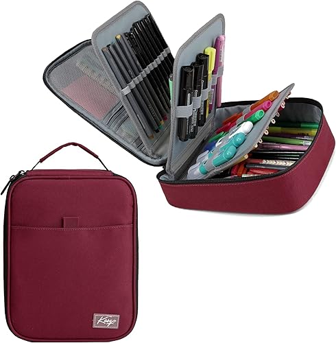 Kasqo Estuche grande para lápices, 54 ranuras, gran capacidad, portátil, para guardar artículos de papelería, bolsa para bolígrafos, bolsa con