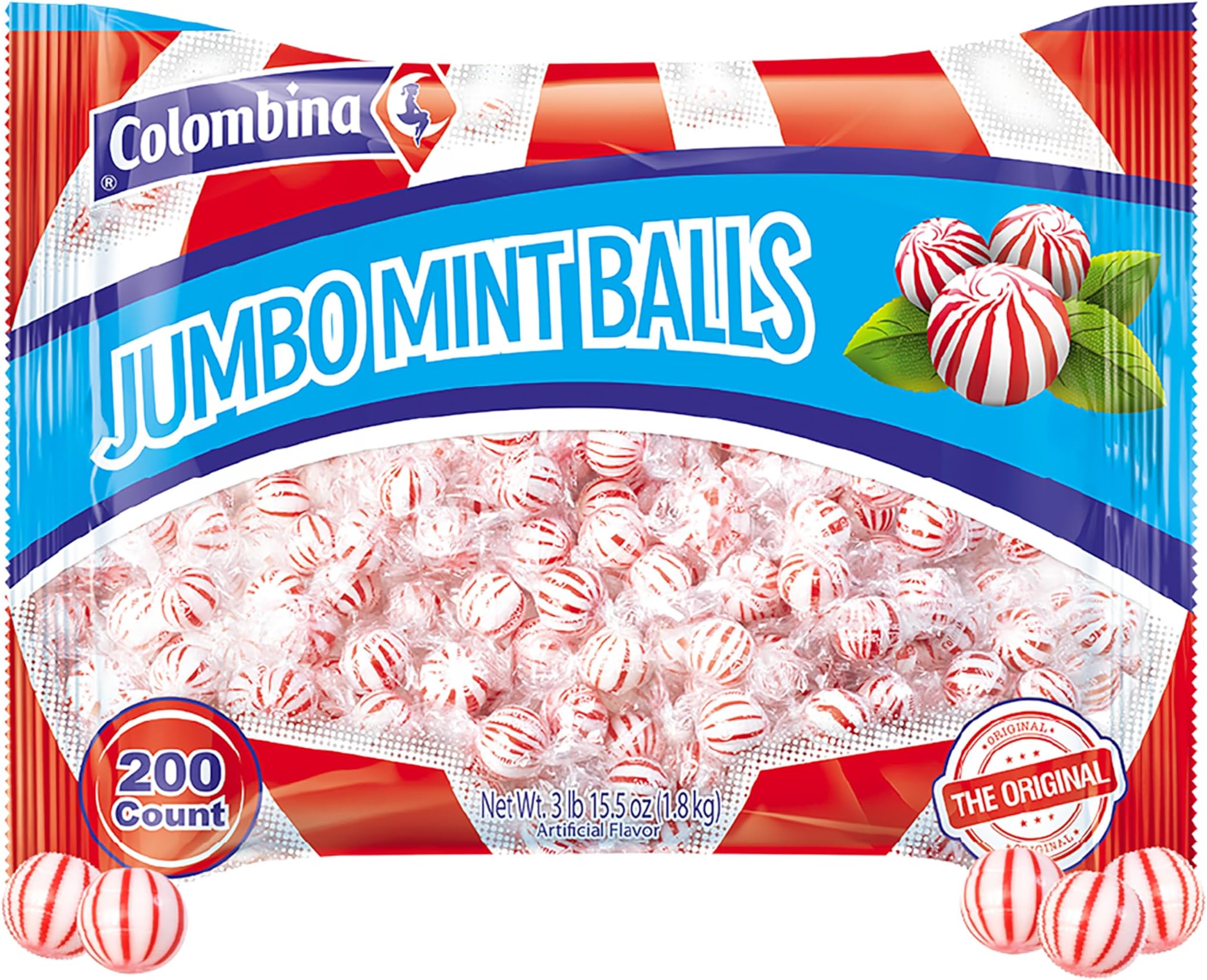 Jumbo Mint Balls - Peppermint [120CT Bag] by COLOMBIAN MINT BALL