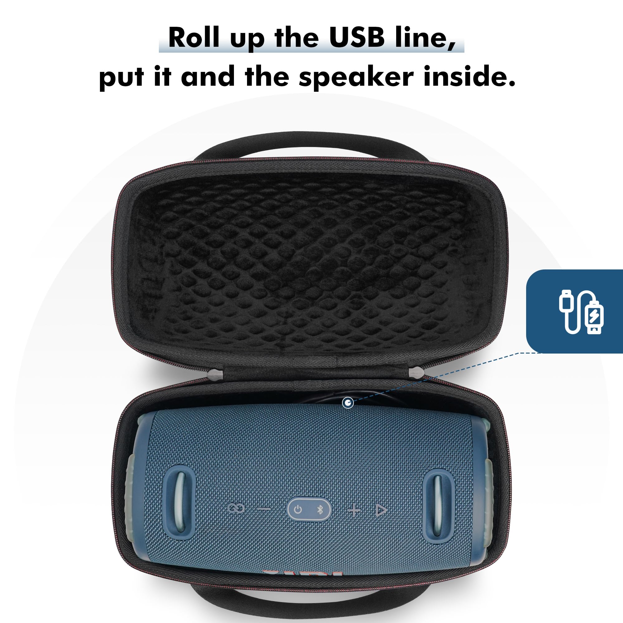 ZUJFPL Hard Shell Case for JBL Xtreme 3/2 / 1 Portable Bluetooth Speaker, Waterproof Travel Carrying Case with Zipper Pocket Bag for Charger and Accessories - Black