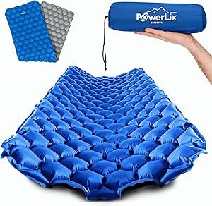 POWERLIX Ultralight Sleeping Pad for Camping with Inflating Bag, Carry Bag, Repair Kit – Compact Lightweight Camping Mat, Outdoor Backpacking Hiking Traveling Airpad Camping Air Mattress