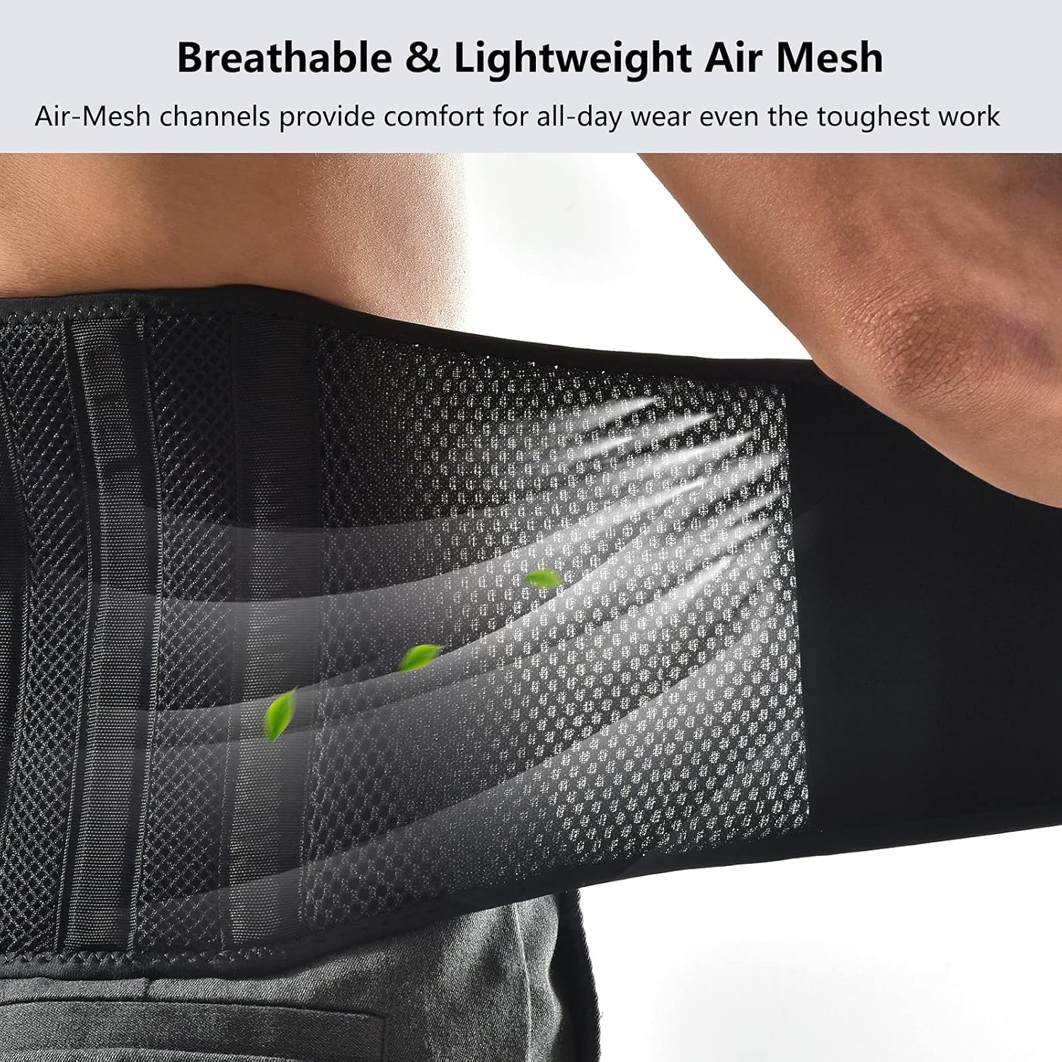 FREETOO Air Mesh Back Brace for Men Women Lower Back Pain Relief with 7 Stays, Adjustable Back Support Belt for Work , Anti-skid Lumbar Support for Sciatica Scoliosis (XXL(waist:53''-67''), Black) : Health & Household