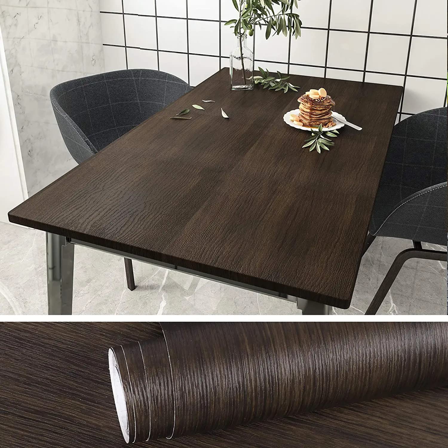 WOLOUR Dark Brown Wooden Wallpaper Self Adhesive Wallpaper for Almirah/Fridge/Floor/Wall/Table/Cupboard Decorative Furniture Interior and Renovation Projects (Dark Brown Wooden16X144 INCH Wallpaper) (B0CKW2XGFC) Amazon Price History, Amazon Price Tracker
