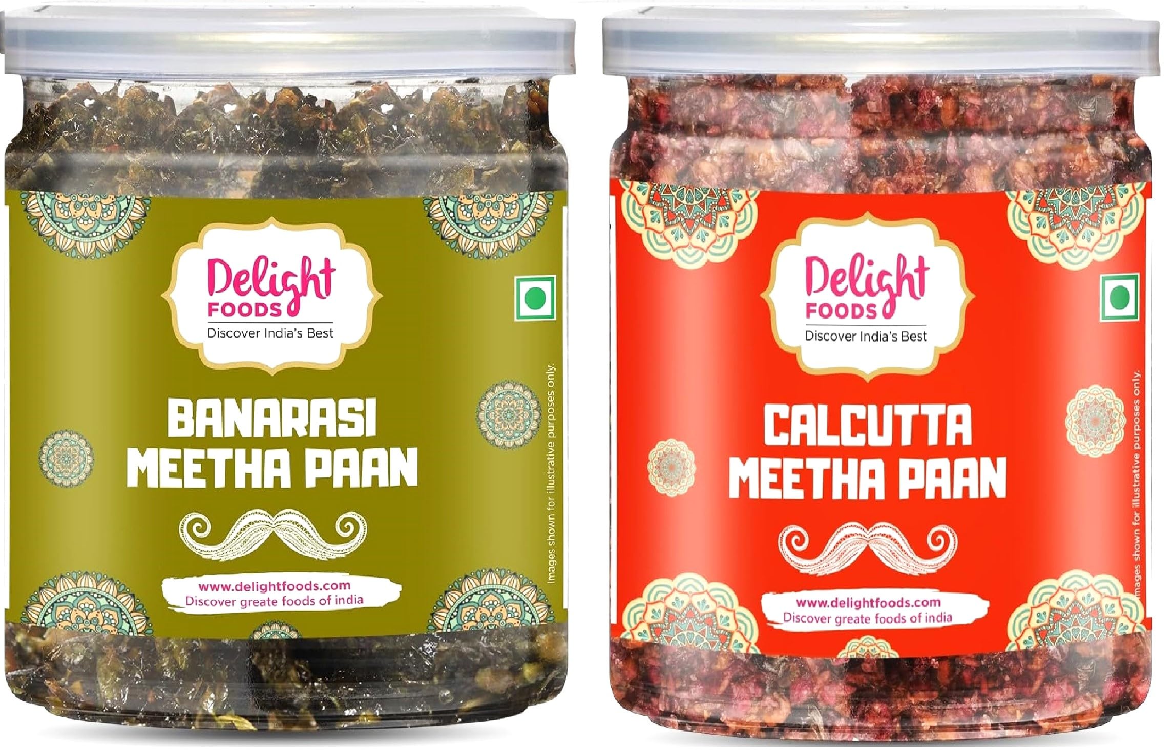 Delight Foods Calcutta & Banarasi Meetha Paan Mukhwas 600g (300g x 2) | Mouth Fresheners Sweet Paan Mix | Digestive & After Meal Snacks | Without Supari | Refreshing