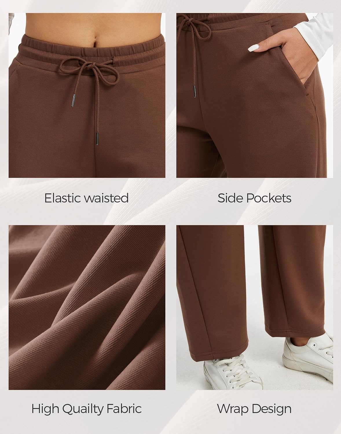 Womens Barrel Sweatpants Baggy Lounge Pants Casual Wide Leg Pants Comfy Elastic Waist Barrel Pants with Pockets - Image 7