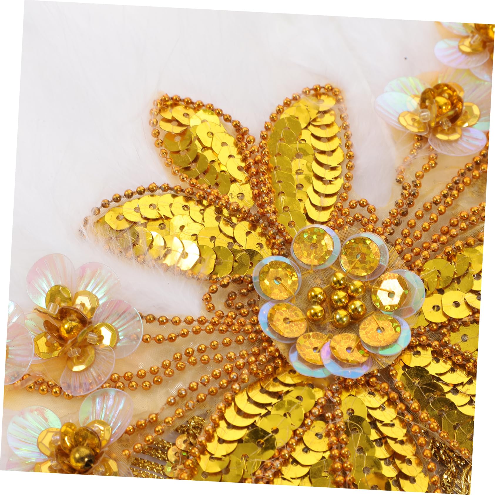 Alipis Abanico de Plumas Delicado Abanico de Novia Dorado para Actuaciones Decorativo para Dama de Honor o Boda