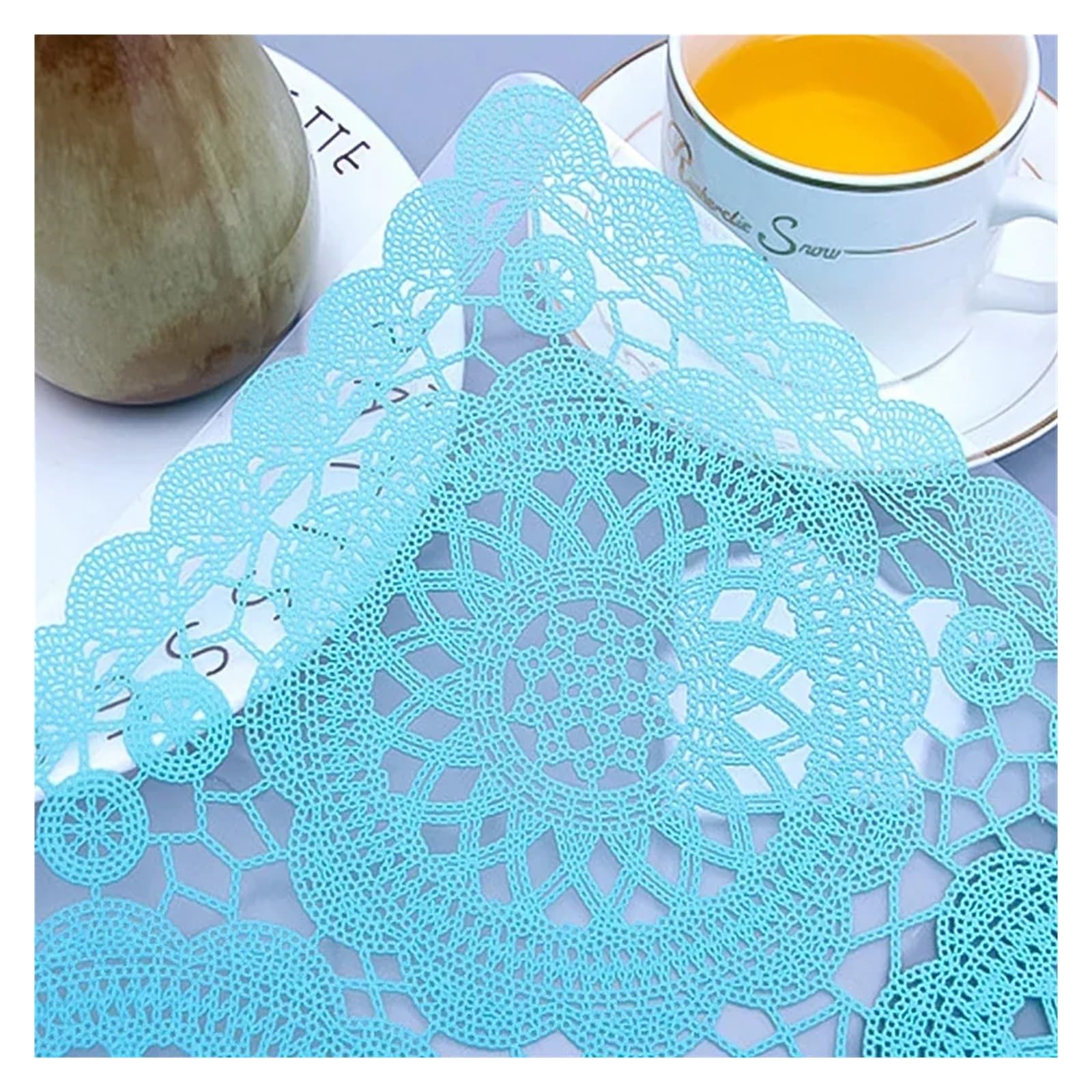 Tovaglietta Tovaglietta da tavola bianca con ricamo in pizzo, for matrimoni, feste, sottobicchieri, tazze tè(2pcs-07)