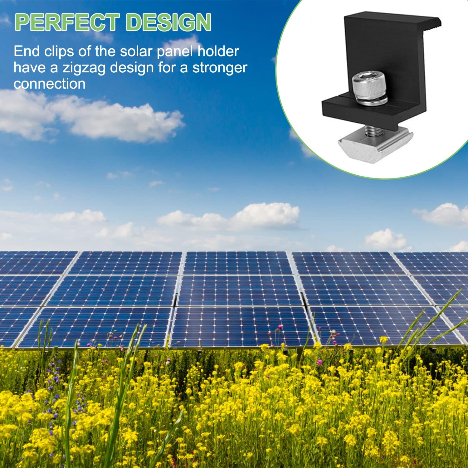 20 sztuk solarnych zacisków końcowych, wspornik modułu solarnego, mocowanie modułu solarnego 30 mm, mocowanie do elektrowni balkonowej, z nakrętkami i śrubami, do montażu modułu solarnego, na kemping,