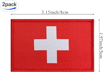 JBCD 2 Pack Switzerland Flag Patch Swiss Flags Tactical Patch Pride Flag Patch for Clothes Hat Patch Team Military Patch