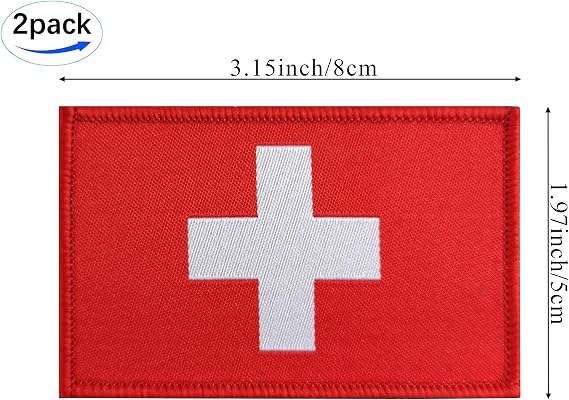 JBCD 2 Pack Switzerland Flag Patch Swiss Flags Tactical Patch Pride Flag Patch for Clothes Hat Patch Team Military Patch