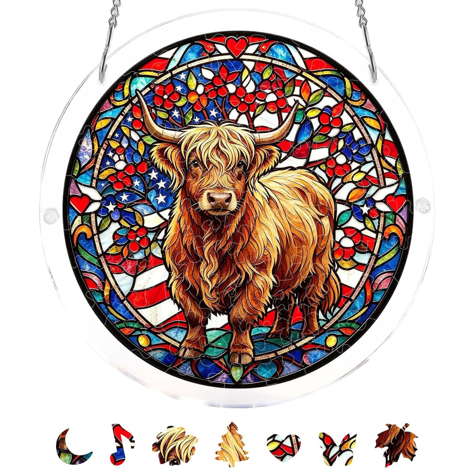 Animal Acrylic Puzzles Suncatcher Window Hanging, DIY Suncatcher Kits for Doors Garden, Sun Catcher Stained Glass Acrylic Puzzle, Garden Decoration for Apartment Living Room Bedroom-#2 S-18.5cm