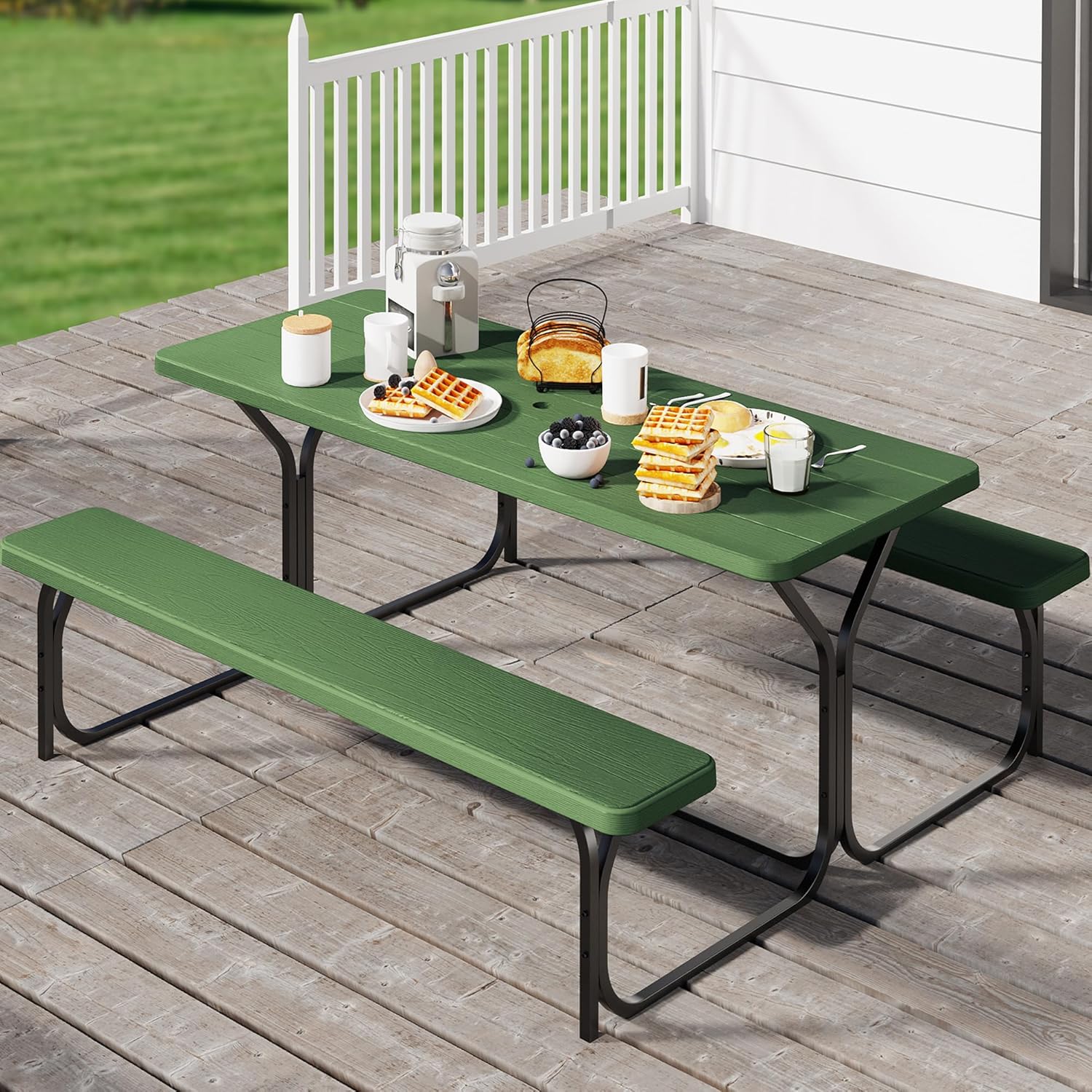 Amazon.com: YITAHOME Picnic Table 6ft Heavy Duty Outdoor Picnic Table ...