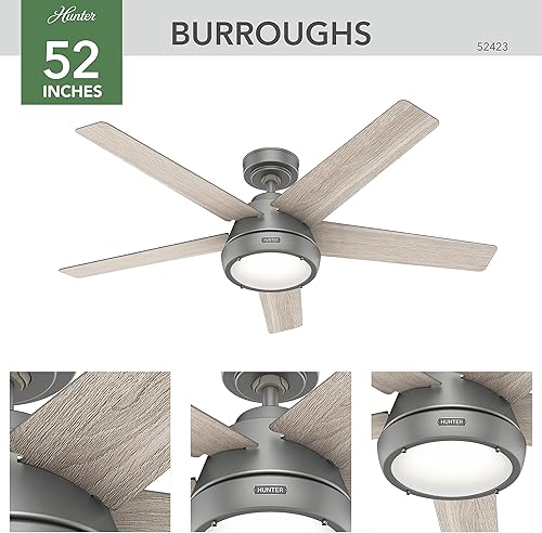 Miniatura 2 de Hunter Fan Company 52423 Burroughs Ventilador de techo, 52 pulgadas, plateado mate