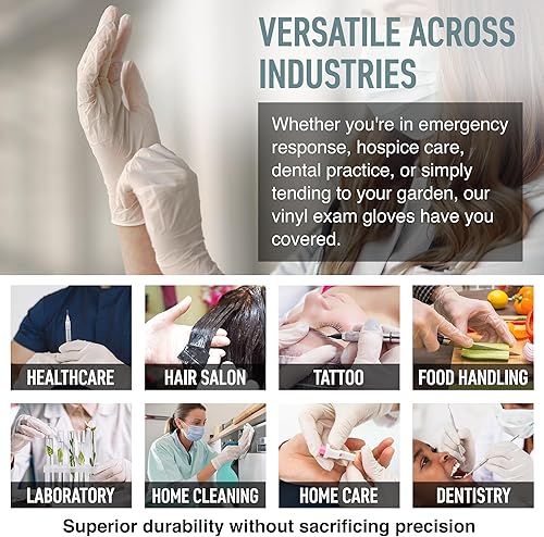 Miniatura 4 de Guantes de examen de vinilo  Guantes desechables sin látex ni polvo para limpieza, protección de manos y uso seguro para alimentos, 4 mil