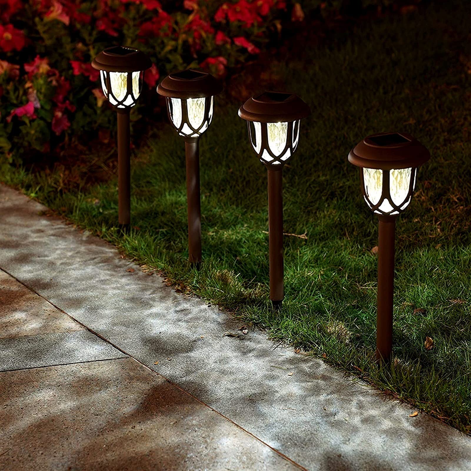 10er-Pack LED-Solar-Wegeleuchten for den Außenbereich, wasserdicht, solarbetrieben, Landschaftsbeleuchtung for den Garten, Hof, Terrasse, Gehweg, Weg Lampen (Color : Cool White)