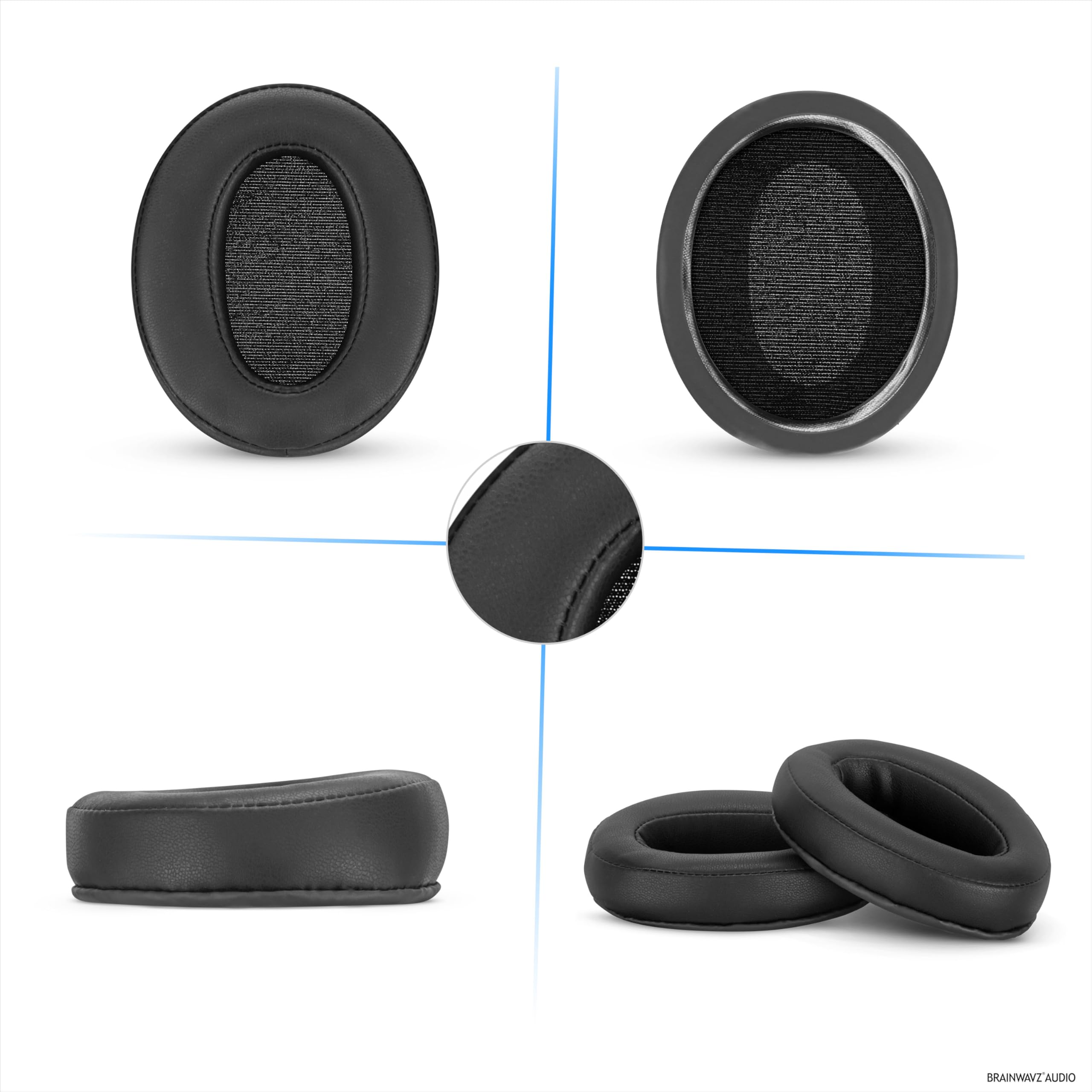 Coussinets de rechange pour casque Sennheiser Momentum 2 – Cuir PU souple et mousse à mémoire de forme pour plus de confort (noir) Brainwavz