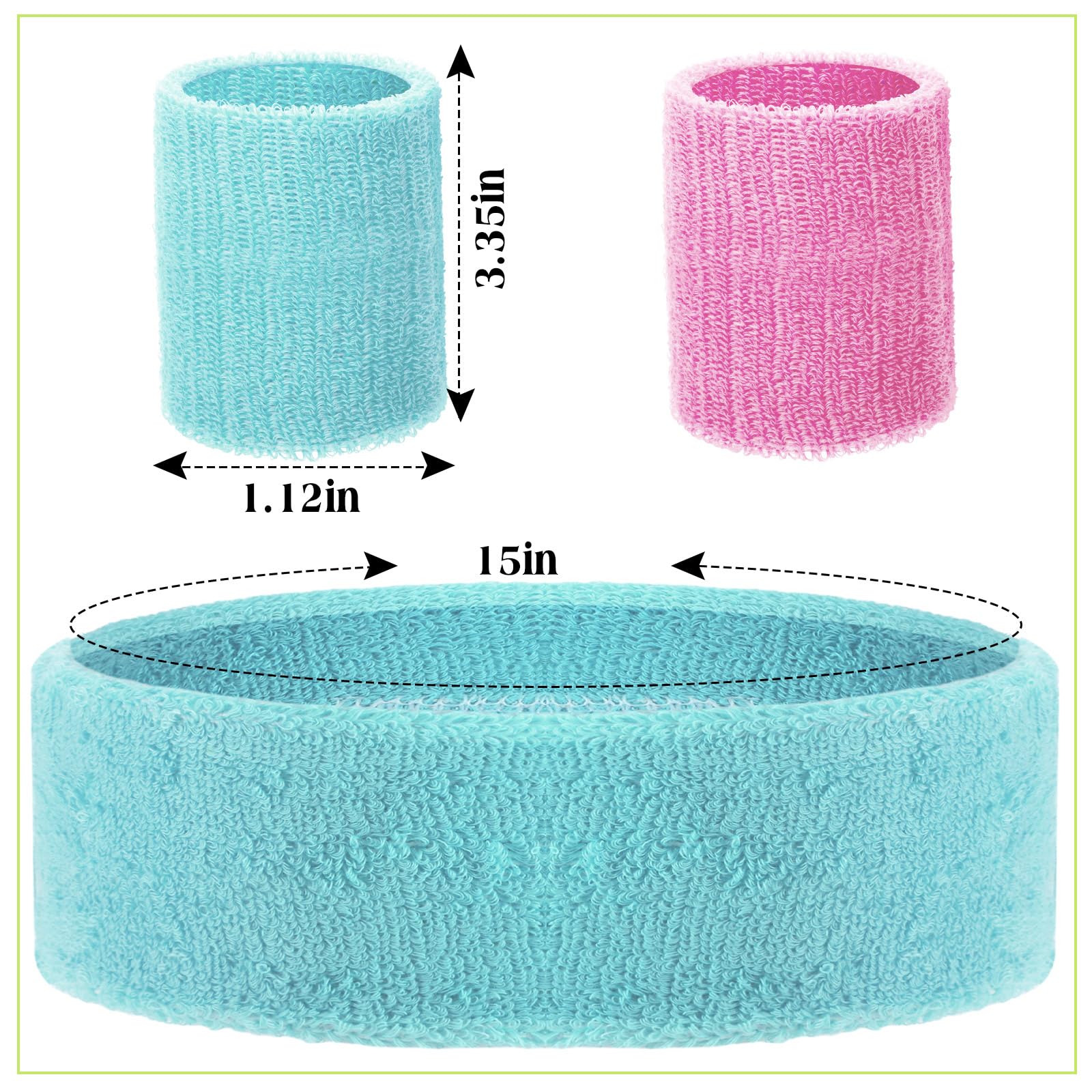Set di 72 fasce per il sudore fluo anni '80, include 24 fasce sportive e 48 braccialetti per il sudore, per donna e uomo
