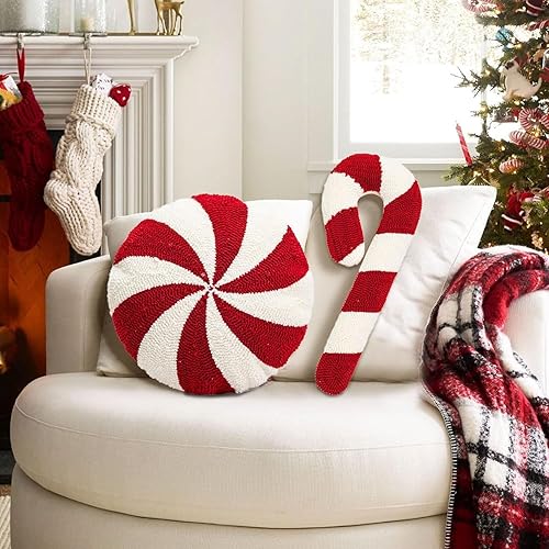 Miniatura 3 de Almohadas de Navidad con dulces de Navidad, decoraciones navideñas rojas y blancas, lindas almohadas de felpa esponjosa, decoración del hogar, sala