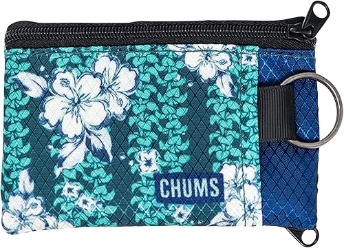 Miniatura 11 de Chums Surfshorts - Cartera ligera delgada con tarjeta de bloqueo RFID, con cremallera, cartera minimalista con llavero - Patrones, Floral azul