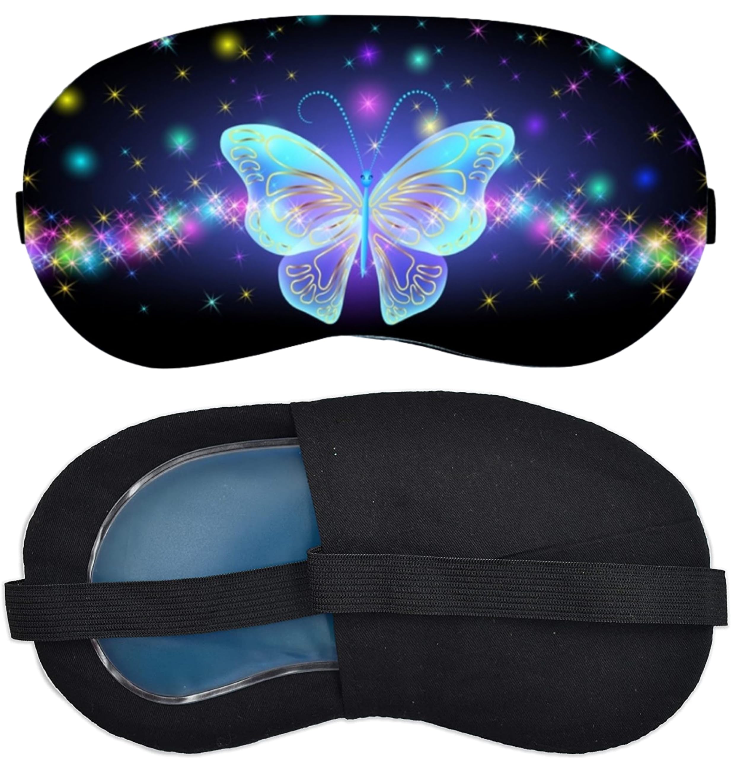 Zenkova Butterfly Glow Eye Mask for Sleeping | Cooling Gel Insert for Puffy Eyes | Travel & Nap Eye Mask for Girls & Women.