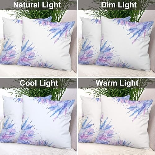 Miniatura 6 de Batmerry Juego de 2 fundas de almohada vintage de 18 x 18 pulgadas, lilas moradas y lavanda sobre fundas de almohada cuadradas vintage de doble cara