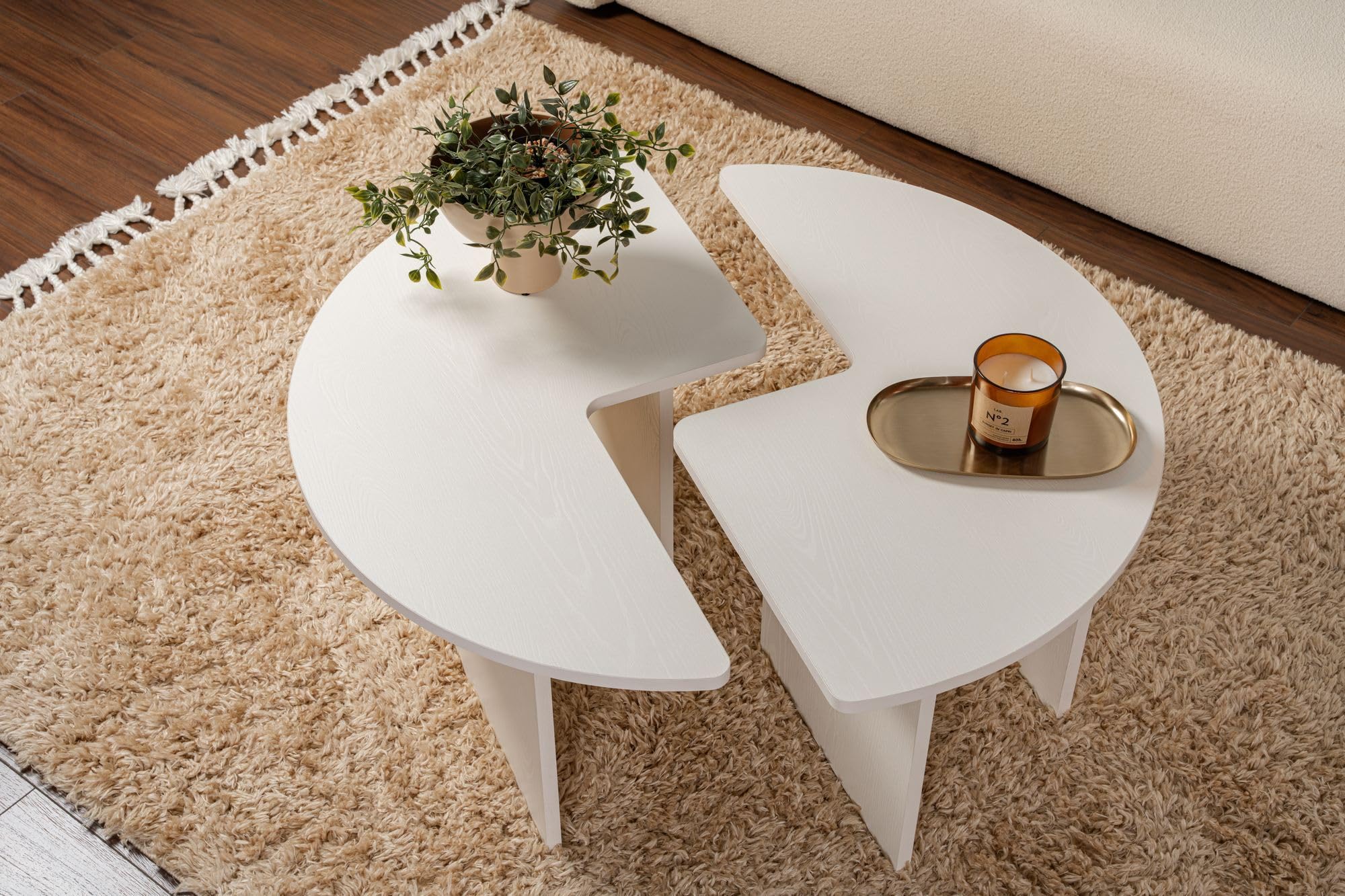 Élégante Table à café, Blanche, diamètre : 90 cm, Hauteur : 41 cm, 100% mélamine, épaisseur : 18 mm, élégante et Fonctionnelle pour Les espaces de Vie Modernes