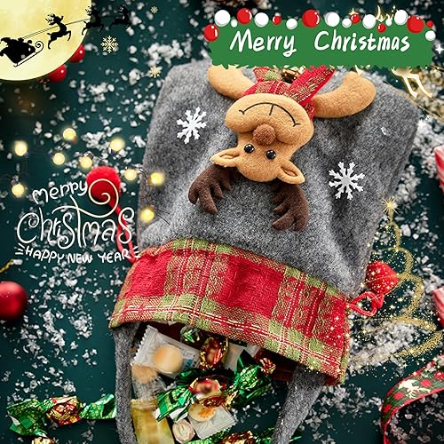 Miniatura 4 de Armilem 3 bolsas de regalo de Navidad para muñecas, bolsas de regalo de muñeca de punto de Navidad, bolsas de regalo con cordón de Navidad, bolsa de