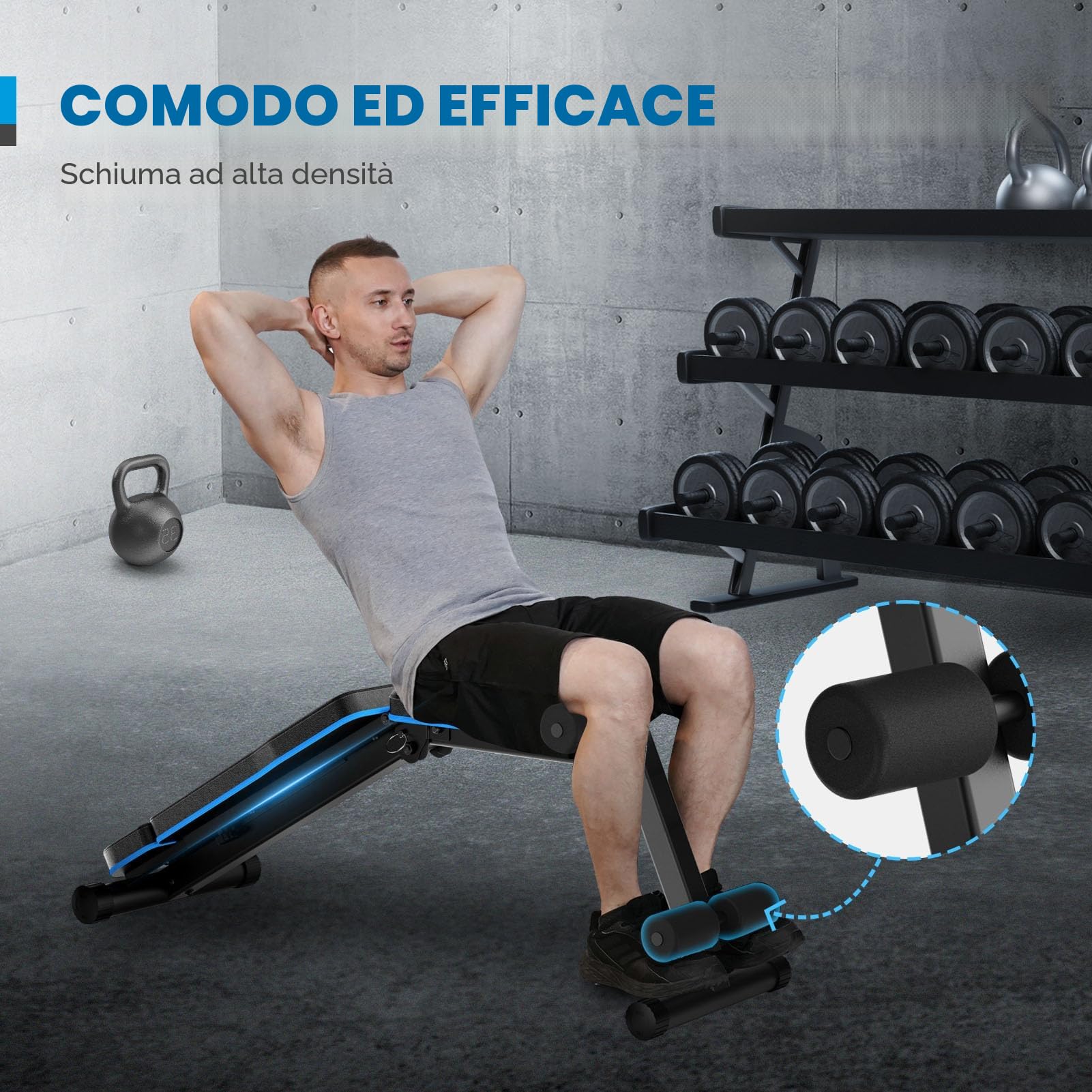 Panca Palestra Pieghevole,Panca Piana,Capacità 500 LBS Panca Regolabile Palestra per Palestra Domestica, Panca Pesi Inclinata Declinata Piana per Allenamento della Forza con Poggiatesta Esteso