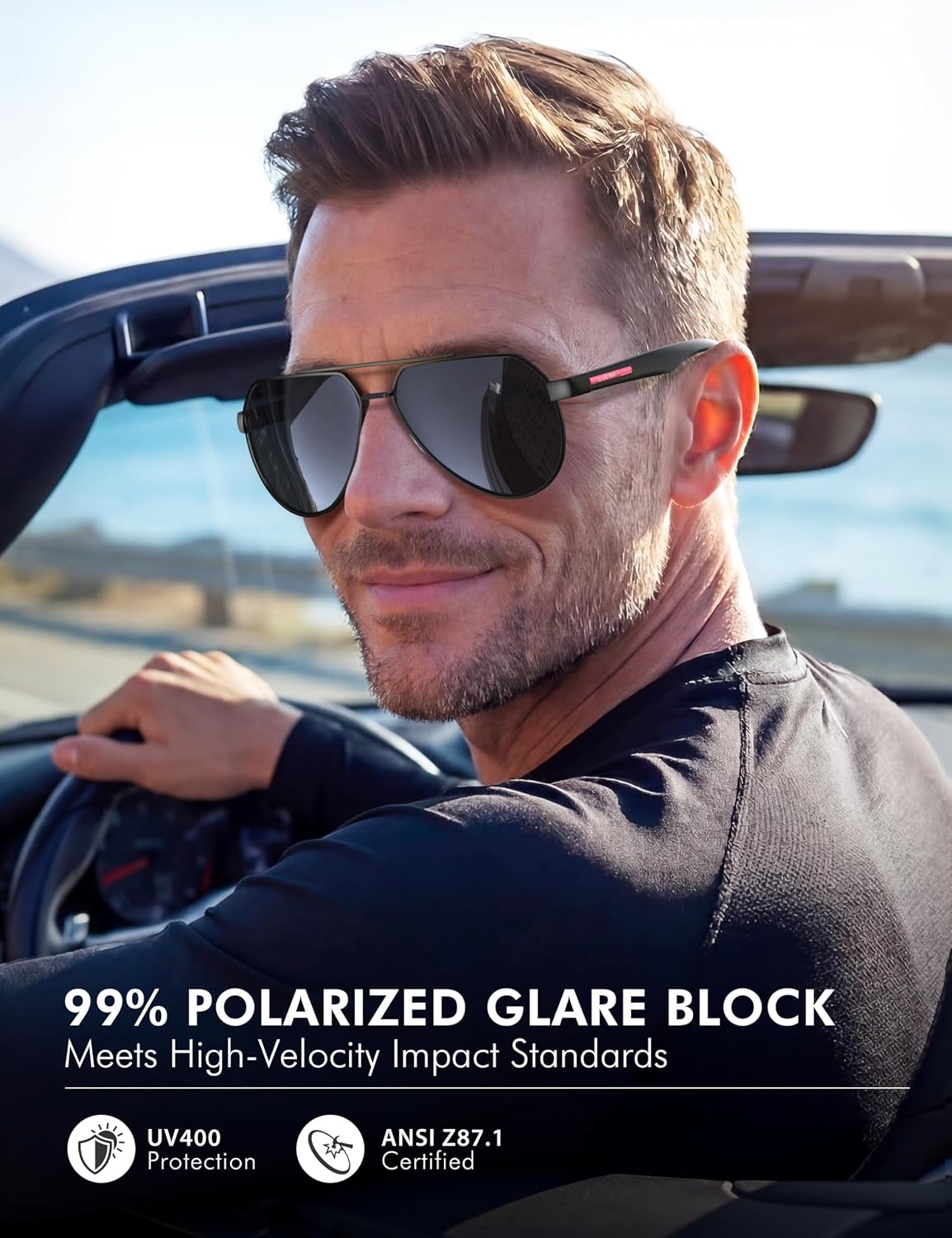 LUENX Aviator Sunglasses for Men Women Polarized Classic Pilot Shades Driving Sun Glasses UV400 Protection with Accessories