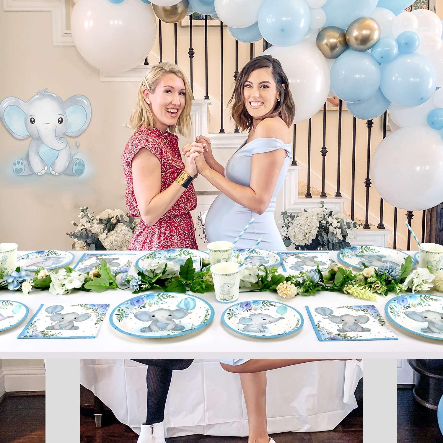 Boy Baby Shower Decorations Plates Set For 25 Guests, Blue Elephant Paper  Plate Napkins Cups And Straws Disposable Tableware Shower Bebe Decoration  ..., image size:1500x1500
