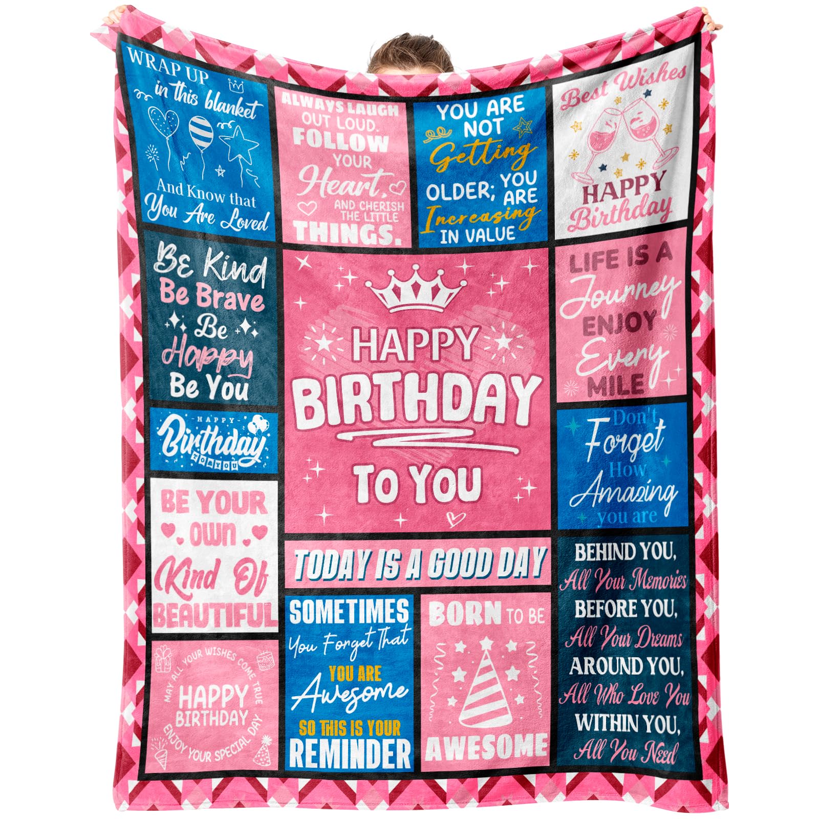 Birthday Gifts for Women, Birthday Throw Blanket 150x130cm, Gifts for Women Daughter Mum Sister Auntie Cousin Wife Best Friend Colleagues, Unique Thoughtful Gift Idea
