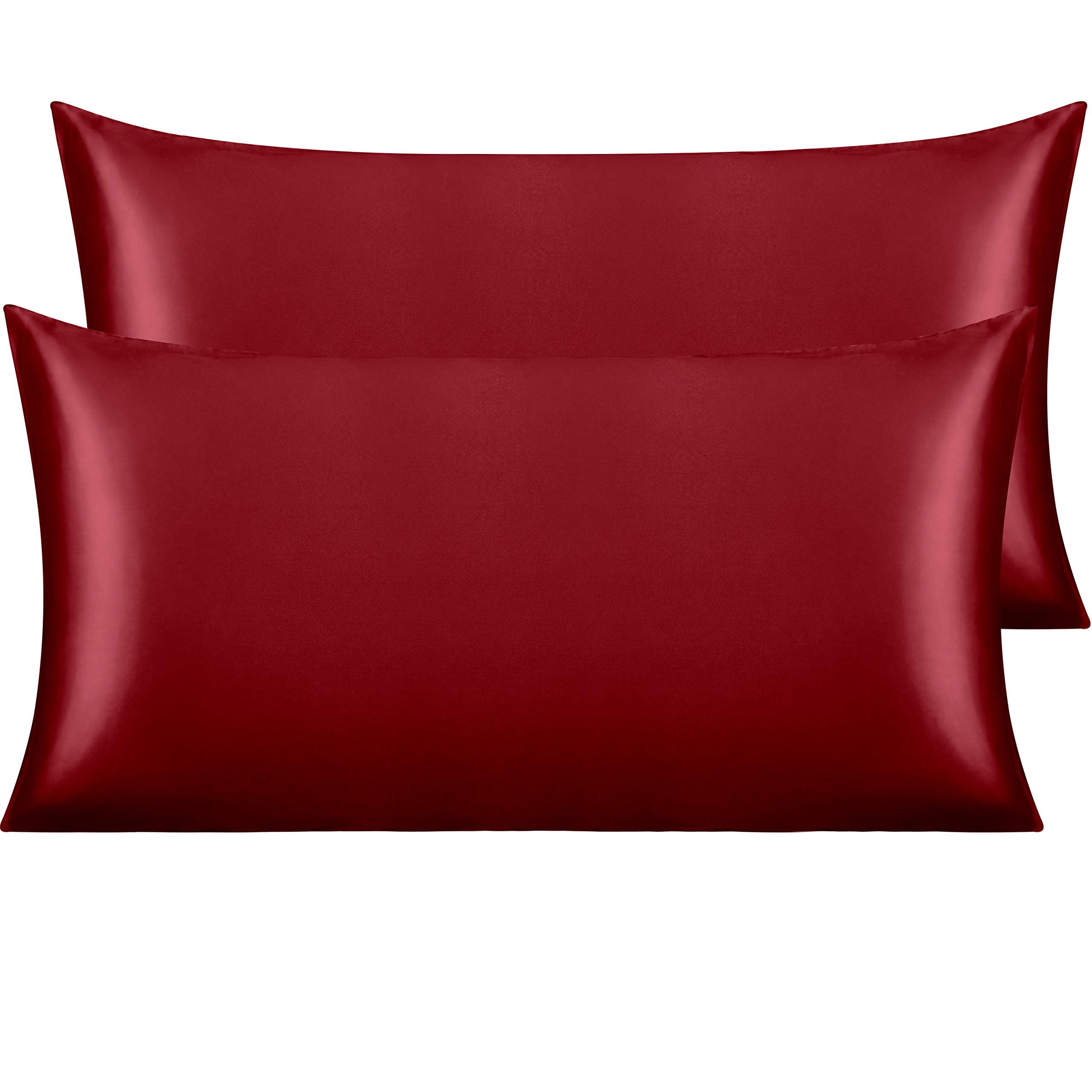 NTBAY King Satin Pillowcases, Set of 2, Wine Red