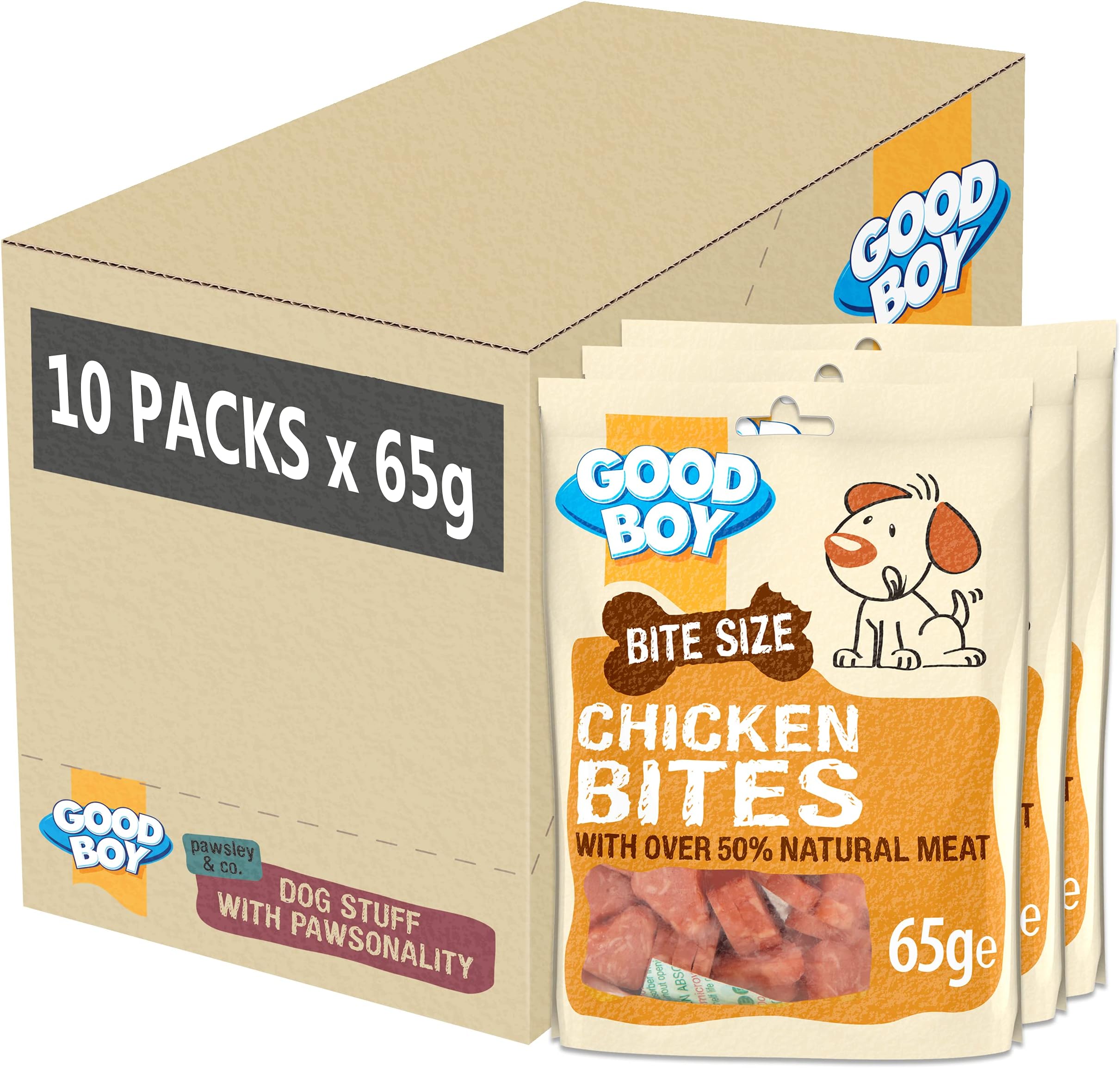 Bitesize Chicken Bites - Dog Training Treats - Made with Over 50% Natural Meat - 65 g ℮ - Low Fat Dog Treats - Case of 10