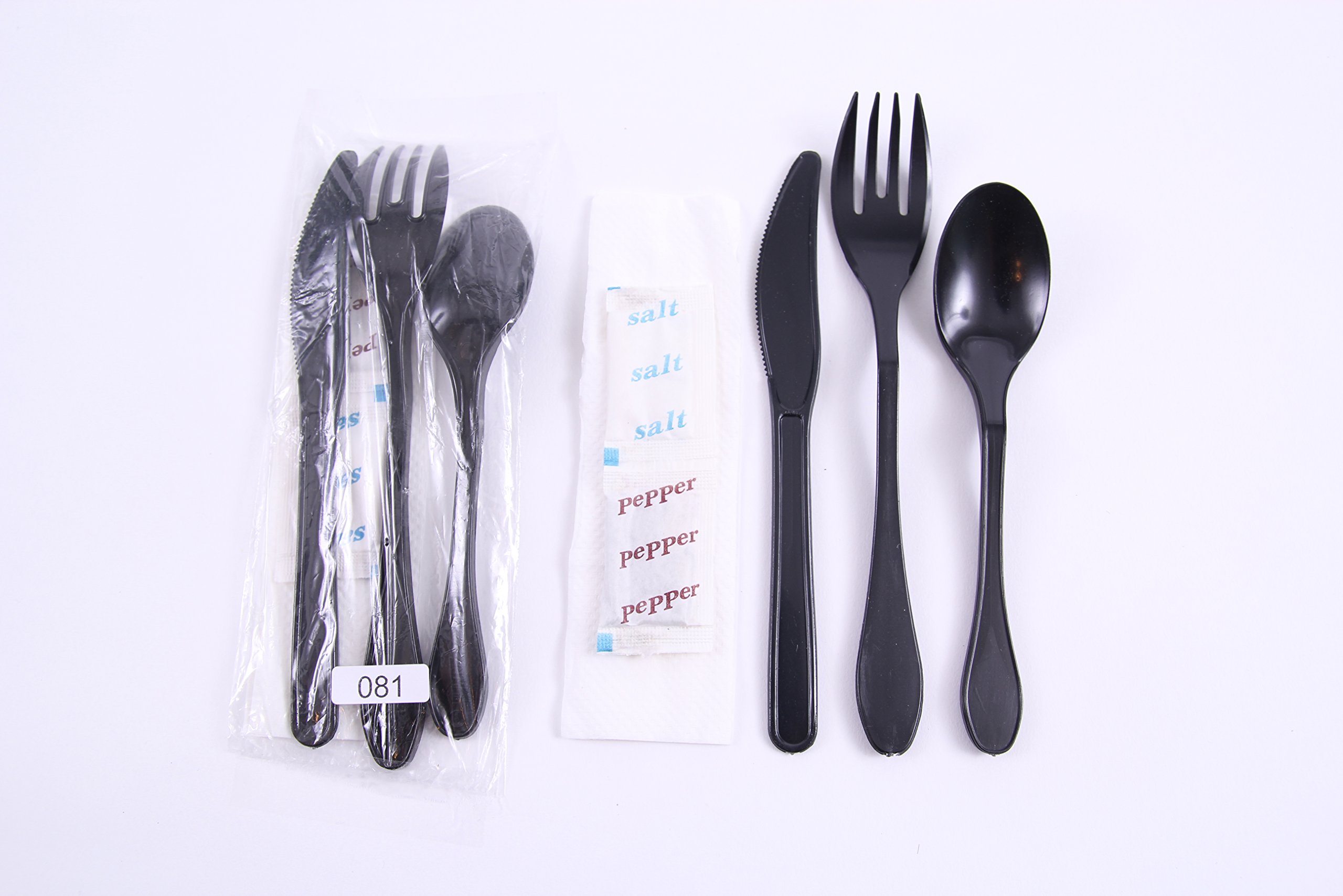 Knork Plasticware Utensils Disposable Plastic Cutlery Kit, 250 / case, black
