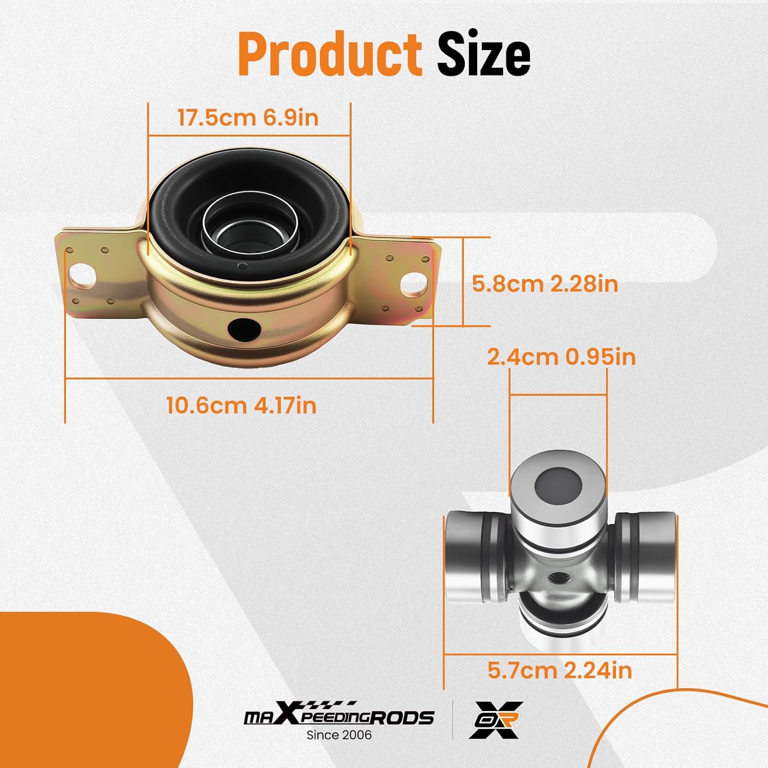 maXpeedingrods Front Rear Propeller Shaft Bearing Carrier & U-joint for Polaris Ranger RZR 570 900 1000 XP Replace# 3514806 3515075