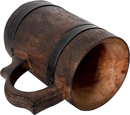 Miniatura 4 de collectiblesBuy Taza de cerveza de madera hecha a mano, jarra rústica para café, té, estilo antiguo, ideal para padrinos de boda, bar, decoración de