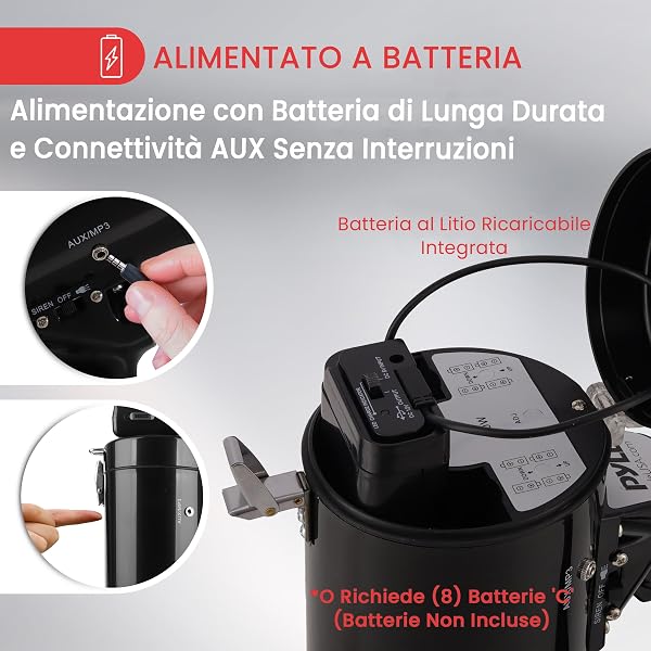 Pyle Megafono 50 Watt con Microfono, Megafono Portatile con Sirena Allarme e Volume Regolabile, Interno/Esterno, Sport, Calcio, Basket, Baseball, Fans e Allenatori e Emergenze - 5