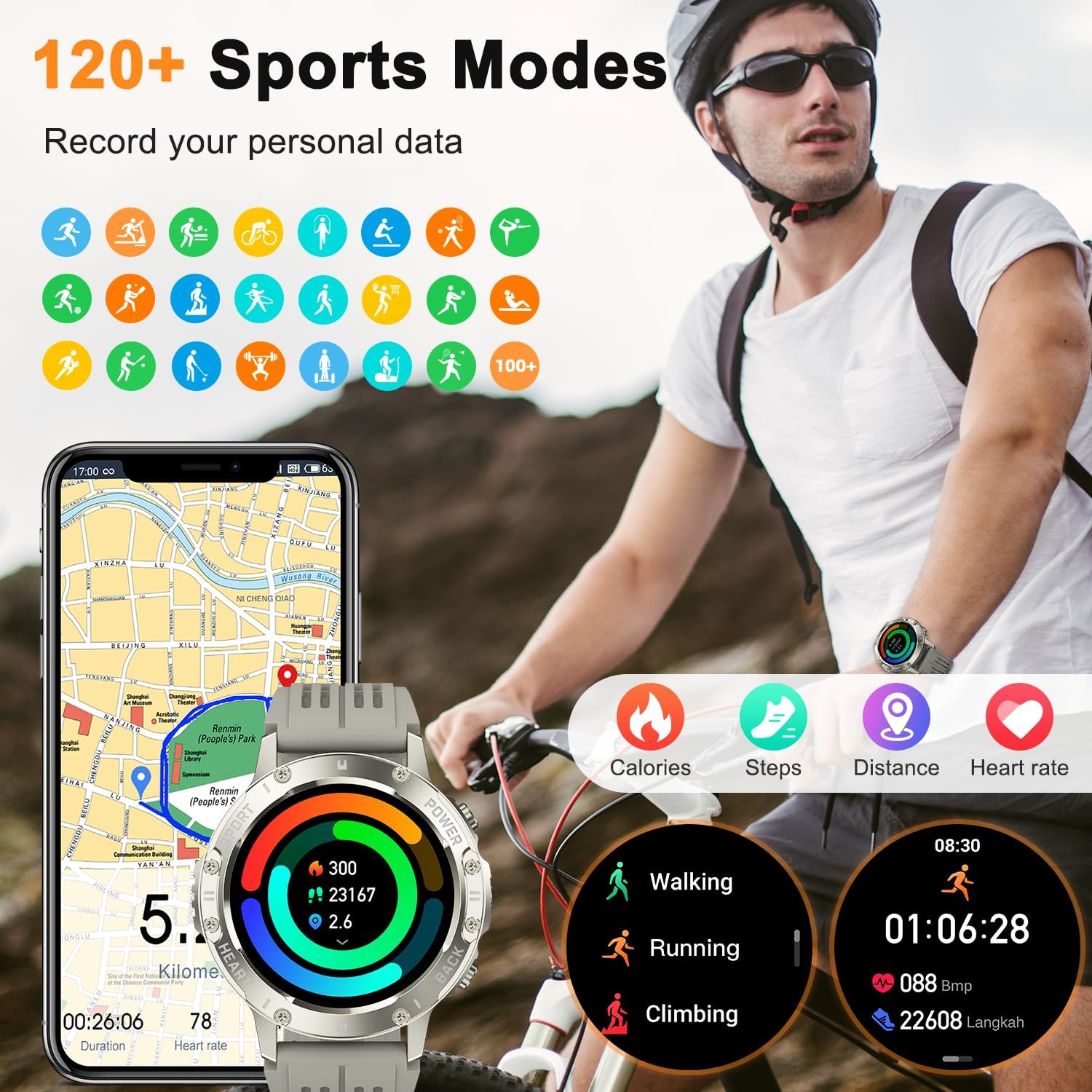 zhizhi Smart Watch for Men Fitness Tracker: Smart Watches for Android Phones iPhone Bluetooth Waterproof Make Answer Call Digital Mens Watches Heart Rate Monitor Running Smartwatch Samsung Compatible