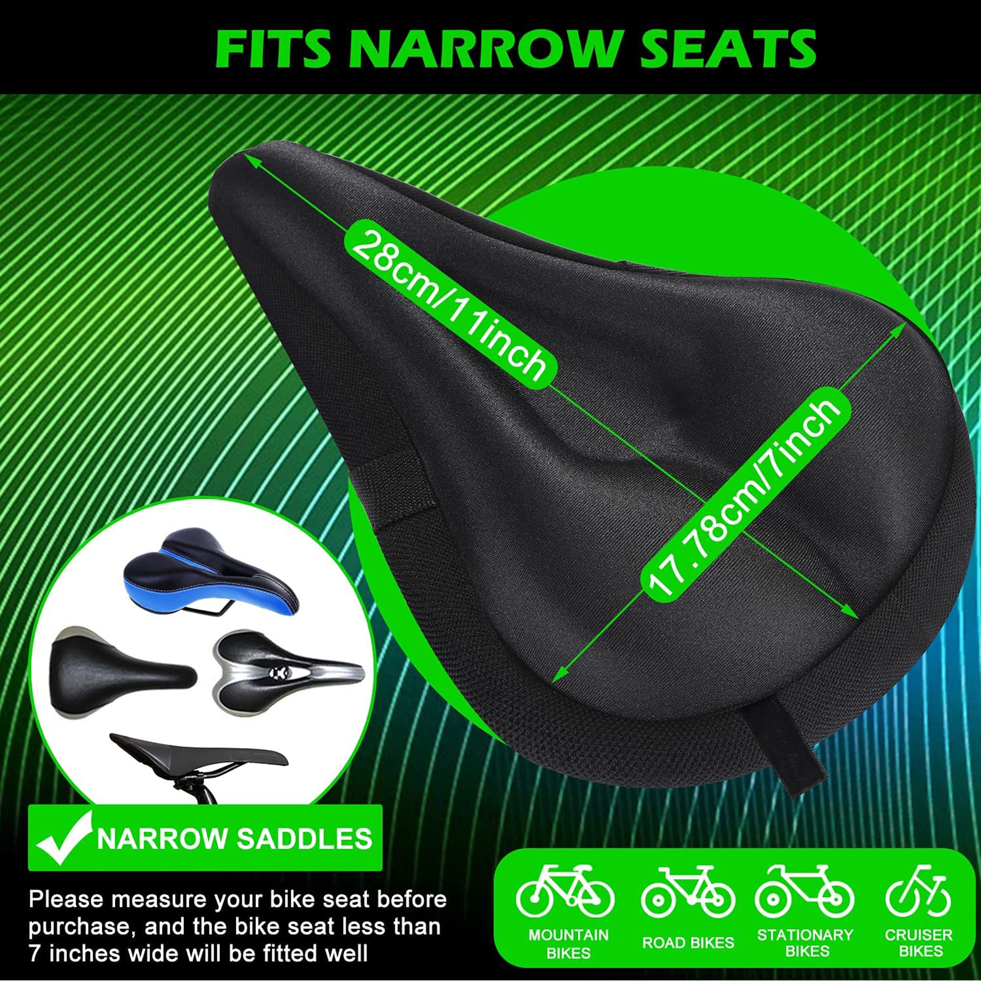 Quick Fit Cycle Seat Cover | Padded Cycle Cushion | Bicycle Gel Seat Cover | Seat Cushion Cover for Indoor Outdoor Cycling, Exercise Cycle - Soft and Washable 2