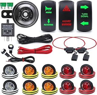 Universal ATV UTV SXS Turn Signal Set, Street Legal Kit with 120DB Horn Reverse Light Rocker Switch Flasher Relay Fuse Wire Fuse Wire for ROV ATV Golf SXS Car Compatible with Polaris and More