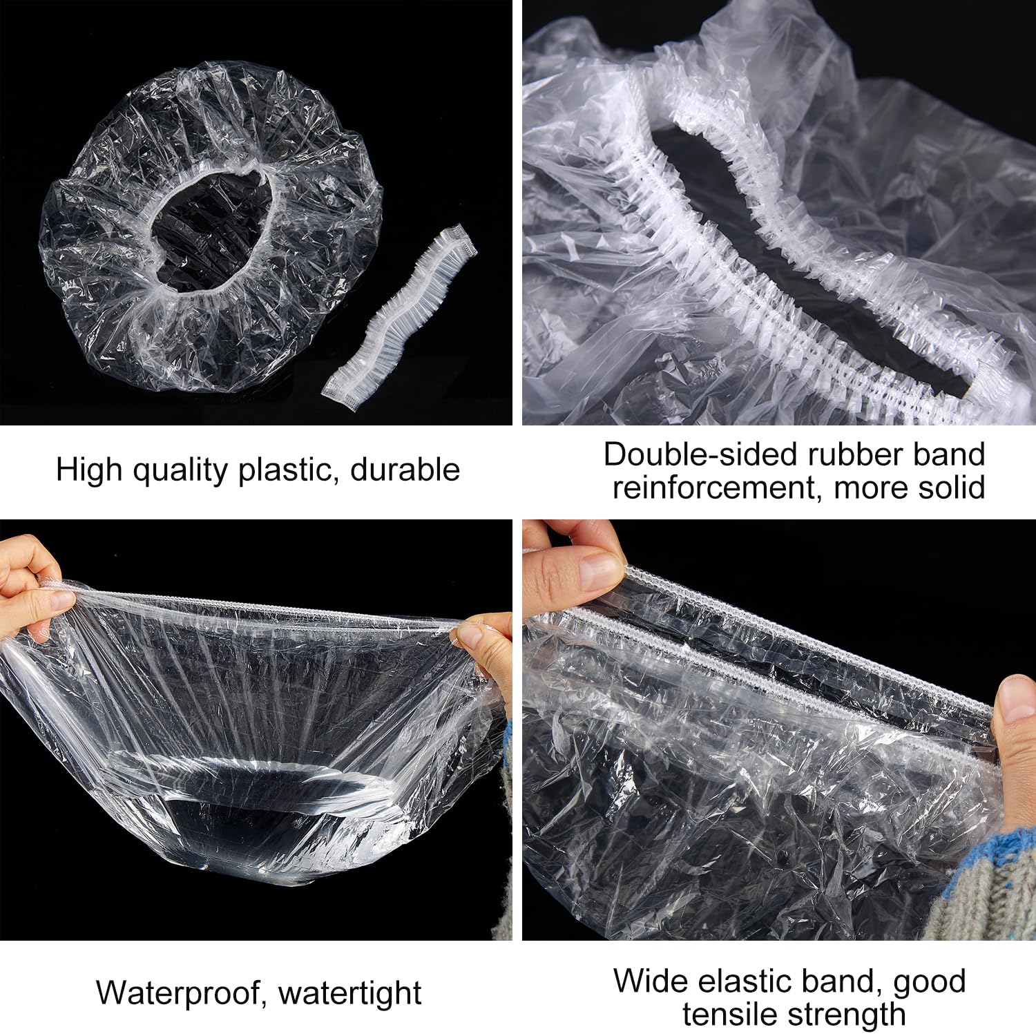 50 Pièces Bonnet Douche Jetable,Bonnet de Douche à Usage Unique,Bonnet de Douche en Plastique,Douche Large Élastique Épais en Plastique Transparent,pour Hôtel,Shower,Spa(42cm)