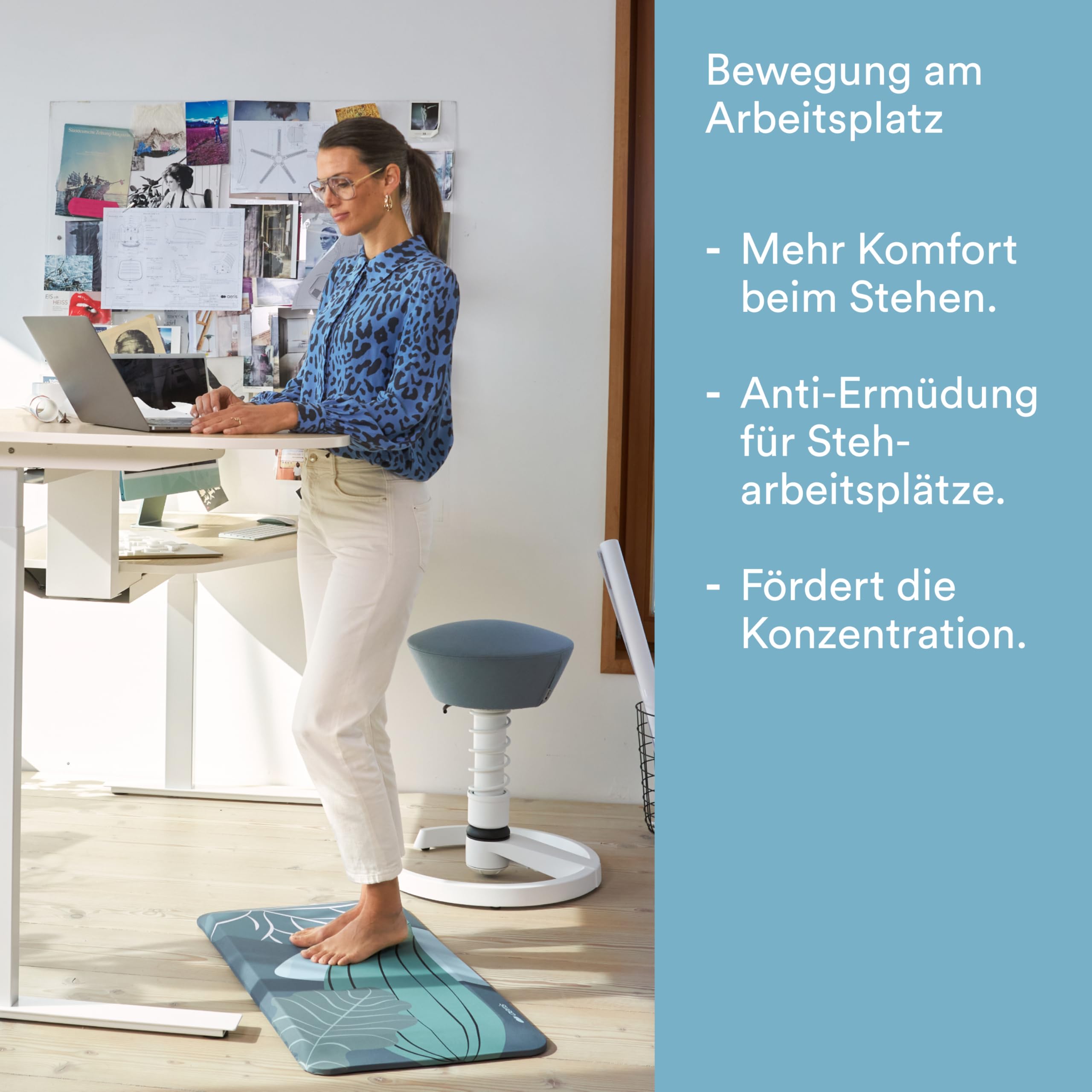 aeris Muvmat Anti Ermüdungsmatte für Stehtische – Ergonomische 2-Zonen Schreibtisch Stehmatte für gesundes Stehen – strapazierfähige Arbeitsplatzmatte Bezug Jungle