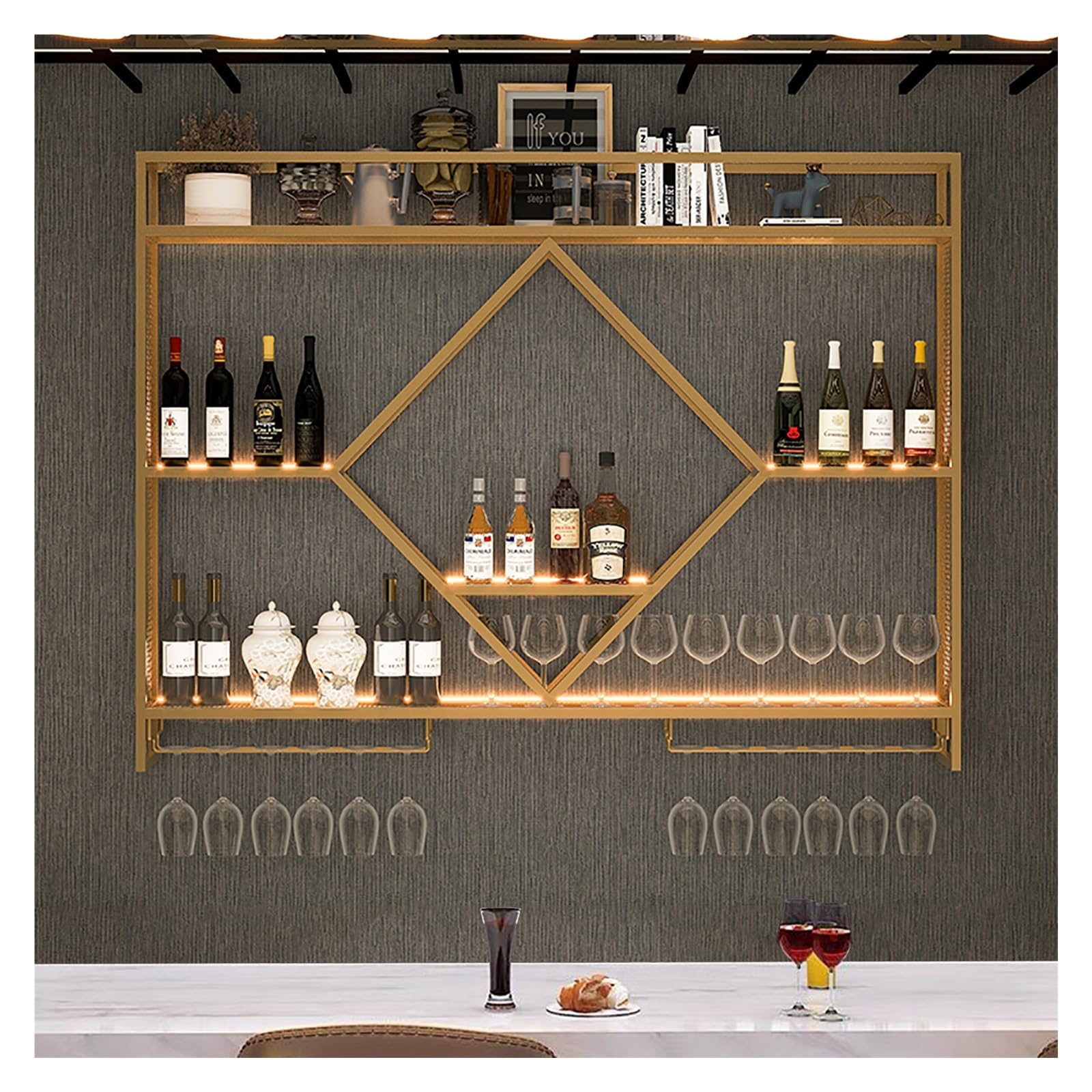 Étagère à vin murale métal gain de place pour petits salons