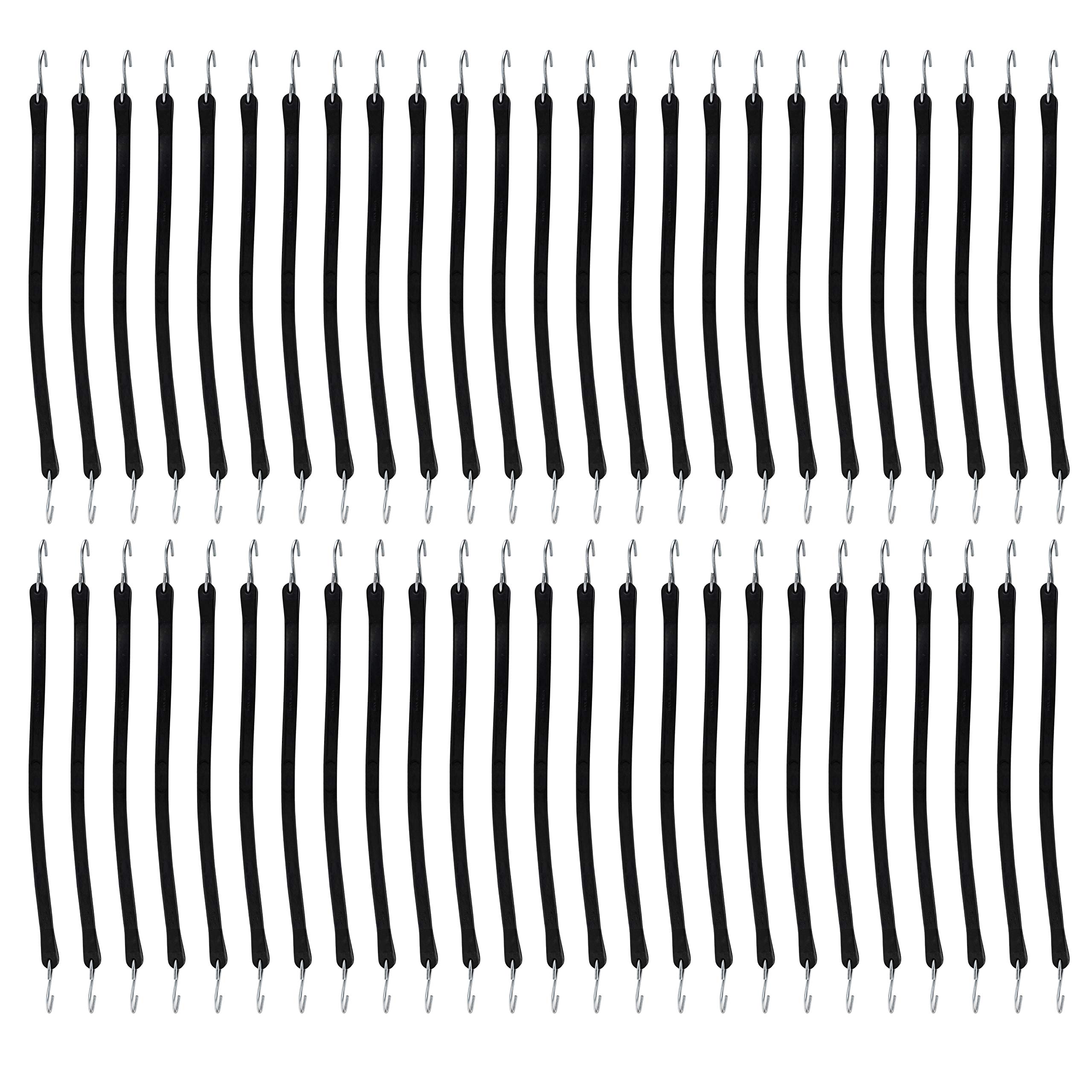 Lot de 50 sangles de bâche en caoutchouc EPDM de 25,4 cm de long avec crochets sertis - Cordons élastiques avec crochets pour remorques à plateau, contrôle du fret, bâches et plus encore