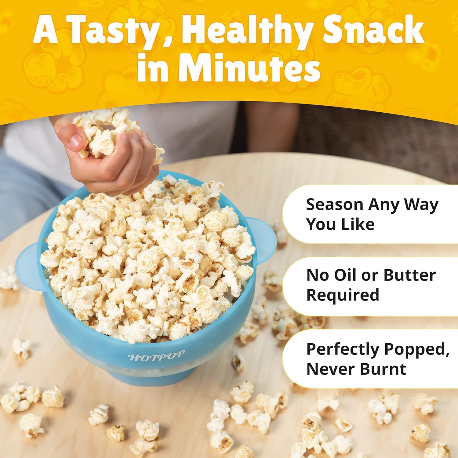 The Original Hotpop Microwave Popcorn Popper, Silicone Popcorn Maker